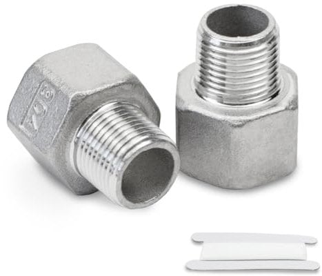 Bwintech 2 Pcs 1/2 Male to 3/4 Female BSP Thread Stainless Steel 304 Hex Bushing Reducing Connector for Pipe Connecting Conversion