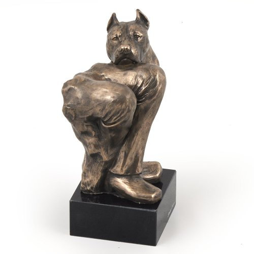 Art-Dog Dog Marmor Statue - Unique Edition ArtDog Collection - Handmade Cold Cast Bronze Sculpture for Dog Lovers Indoor- Dog Figurine - Statue American Staffordshire Terrier IV