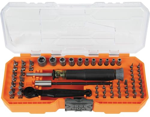 Klein Tools 32787 64-Piece Micro-Ratchet Bit Precision Driver Set with Modular Case, Magnetic, Precision, Standard Bits and Nut Drivers