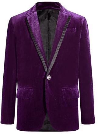 YiZYiF Giacca da Ragazzi Bambini Giacca da Smoking in Velluto Slim Fit Blazer Manica Lunga Cappotto Formale per Matrimonio Viola Scuro 15-16 Anni