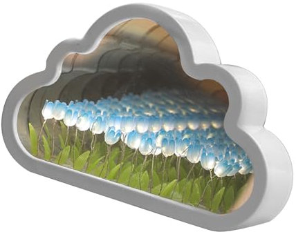 Tulpe Nachtlicht Spiegel, Dekorative Wolkenspiegel Nachtlampe, DIY Tulpe Wolke Schreibtischlampe, LED Lampe Schlafzimmer Dekor für Teenager Mädchen Kreatives Geschenk für Freunde, Geburtstag,
