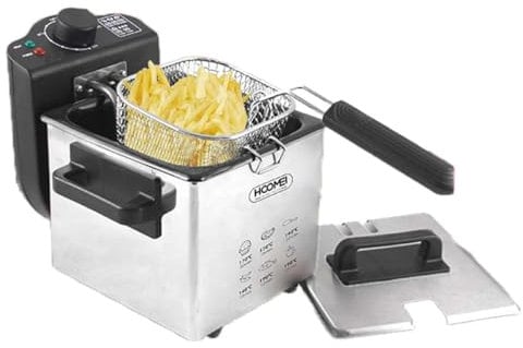 Friggitrice Elettrica 1000W Capacità 1.2L, Cestello in Acciaio Inox, Friggitrice Alimentare Temperatura Regolabile Max 190°C, Cottura per Patatine Fritte, Carne, Pesce
