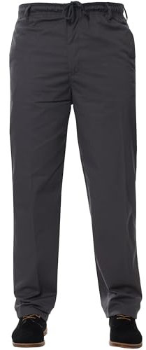 BRAND KRUZE Mens Relaxed Regular Fit Elasticated Rugby Trouser Pants Casual Work Trousers Big Waist Grey 40W / 31L