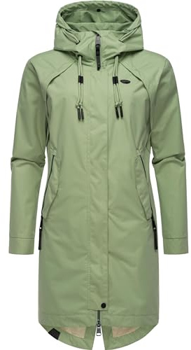 Ragwear langer wasserdichter oversized Damen Übergangsmantel Parka mit Kapuze Rejany YOUMODO Dusty Green Gr. M