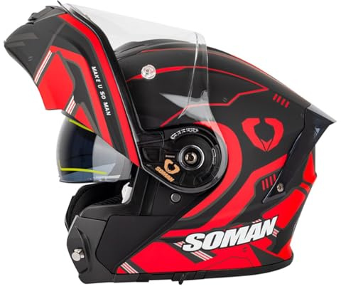 Klapphelm Motorradhelm Motorrad Helm mit Anti-Fog-Doppelvisier Motocross Integralhelm ECE/DOT Zertifiziert Rollerhelm Vollvisierhelm Racing Sturzhelm für Erwachsene Männer und Frauen 8,M