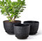Gardrium Lot de 3 Pots 30,5/25,4/22,9 cm de Fleurs en Plastique Plantes, Jardinières Modernes avec Trous de Drainage et Soucoupe Détachable, Noir moucheté