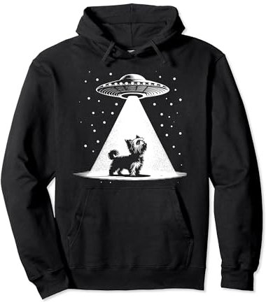 Teacup Yorkie Mom Dad Dog - Funny Alien UFO Pullover Hoodie
