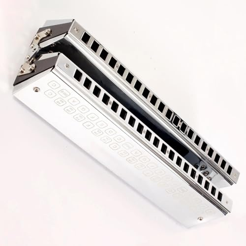 Wunderschönes silbernes Bass-Mundharmonika-Holzblasinstrument mit Standardtonhöhe, geeignet für Anfänger Mundharmonika-Set