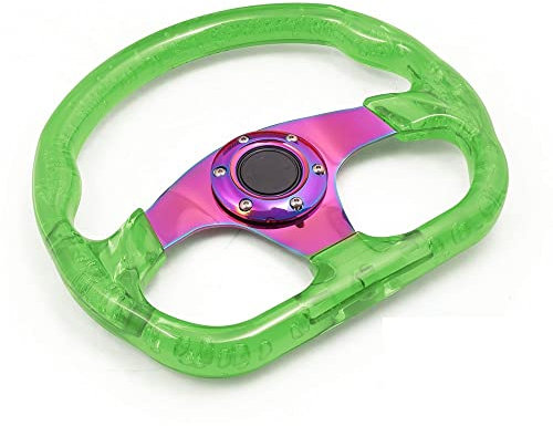 Sportlenkrad 320mm 12.5inch Acryl Lenkrad & Hornknopf 6 Löcher Modified Sports Lenkrad 10 Farben (Color : Green)