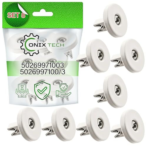 8 Pièces Roulette Lave Vaisselle pour Panier Inférieur Diamètre Ø 40 mm avec le Code Original 5026997100/3 50269971003 pour AEG pour Electrolux pour Zanussi - Garantie de 5 Ans - ONIX TECH