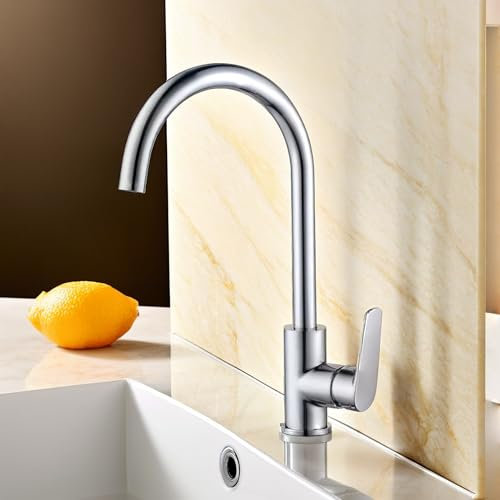 IMEX - Grifo de Cocina Alto | Grifo Monomando Fregadero | Griferia de Cocina | Grifo en Latón con Tecnología PVD | Serie Bélgica | Color Cromado