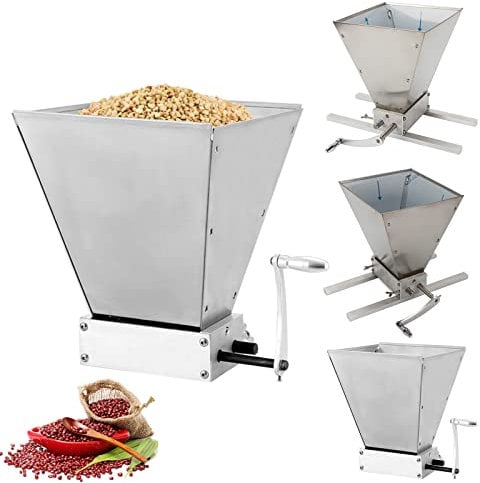 EurHomePlus Manual Grain Mill, 11 lbs Stainless Steel Malt Grain Mill Kit, with 2 Roller Gears, for Grinding Cereals, Beans, Spices