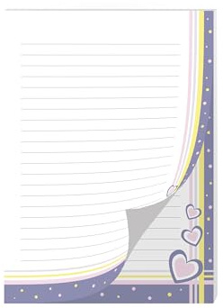 Briefpapier Design Motiv modernes Herzmotiv Herzen gelb lila rosa Briefblock für Mädchen Kinder und Erwachsene Geschenk (Block A4 mit 25 Blätter)