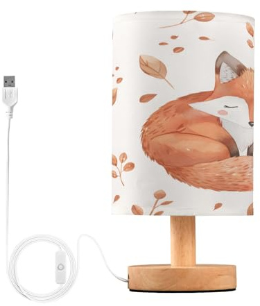Mnsruu Nachttischlampe, niedlicher Aquarell-Fuchs, Nachttisch-Lampen mit rutschfester Basis, Nachtlicht für Schlafzimmer, Wohnzimmer, Dekoration