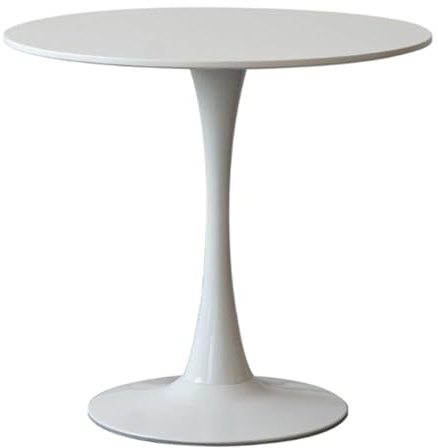 AHAOLIGEI Moderner runder Esstisch, 50/60/70/80/90 cm, weiße MDF-Platte, kleine Küche, Esszimmer, Tulpen-Design, WC-Tisch, Wohnzimmertisch (50 cm, weiß)