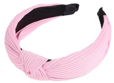 Blausky 1 Stück Haarreifen Damen,Headband Knoten Warp,Geknotete Knoten Vintage Haarbände,Breit Retro Stoff Stirnband,rutschfest Modisch Haaraccessoires,Stirnbänder für Frauen,Rosa