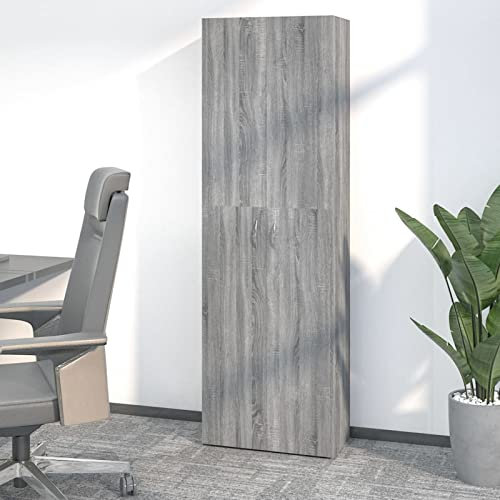 ShGaxin Büroschrank, Mehrzweckschrank, Werkzeugschrank, Garagenschrank, Aktenschrank, Regalschrank, Werkstattschrank, Sonoma-Sperrholz, Grau, 60 x 32 x 190 cm