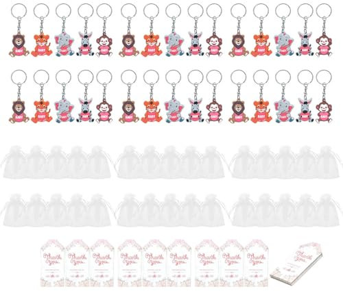 CPAOWEHF Lot de 30 porte-clés en forme d'animal fonctionnels pour fête prénatale ou décoration de sac