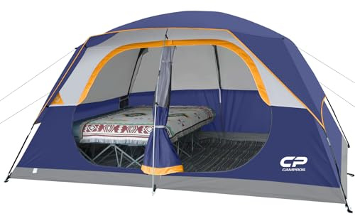 CAMPROS CP Familienzelt 6-8 Personen mit Stehhöhe 193CM, Großes Campingzelt wasserdicht mit Vorzelt & Belüftung, Cabin Zelt für Familien Camping & Festival