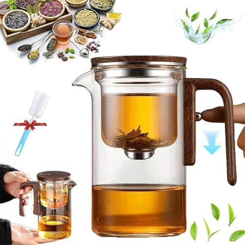 Zahra Zauberteekanne, Hexerei-Teekanne, Magische Teekanne, Enchantipot Zauberkanne, Kräuterkundler-Teekanne, Zenpour Magnetfiltrations-Teekanne, Filterteekanne mit zwei Sieben (800ml)
