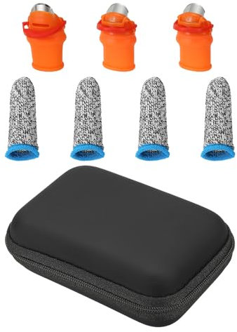 PATIKIL Large Gardening Thumb Knife Set with Storage Case, Silicone Thumb Cutter Finger Cover Garden Trim Tool for Picking Fruit Vegetable, Black