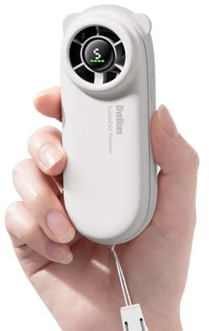 Diveblues Mini Tragbarer Turbo-Handventilator, 16 Stunden Maximale Akkulaufzeit, 4000mAh USB-Wiederaufladbarer Ventilator mit 5 Geschwindigkeiten für Reisen, Outdoor, Konzerte, Büro