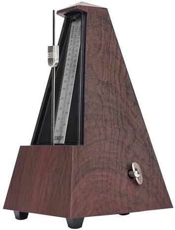 Sondery Klassisches mechanisches Metronom mit Glocke für Klavier, Gitarre, Trommel, Violine, Saxophon, alle Instrumente, Tempo Bereich 40–208 bpm, Beats 02346, schwarzes ABS-Gehäuse mit Holzmaserung