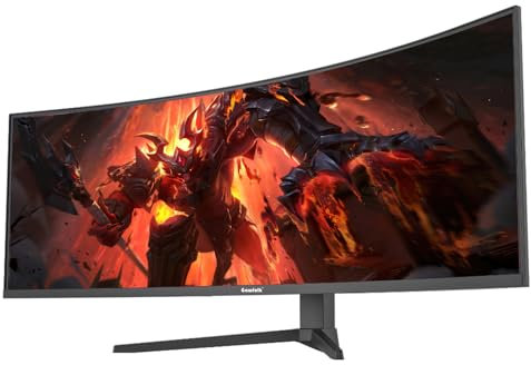 Gawfolk 49 inch Ultra-Wide Curved 1500R Gaming Computer Monitors, DFHD (3840×1080) PC Screen, 165Hz, 1MS, FreeSync, 120% sRGB, HDMI2.1 & DP1.4, Liftable,Compatible with wall-mounted 100*100mm.-Black