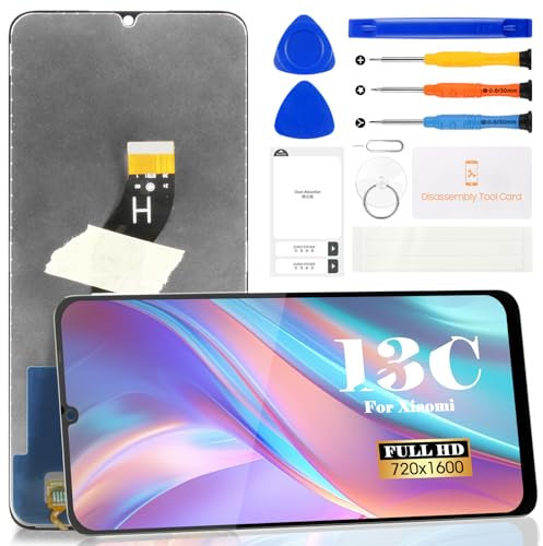 Reemplazo de pantalla para Xiaomi Redmi 13C para Xiaomi Poco C65 LCD Display 23100RN82L 23106RN0DA 23108RN04Y Kit de reparación de montaje de pantalla táctil digitalizador (sin marco, negro)