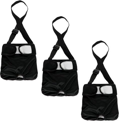 Hisprout 3-Pack Weibliche Hundewindel mit Straps Wiederverwendbare Waschbare Atmungsaktive Haltbare Hundehose für Hitzesaison Periode Inkontinenz(L,Black)