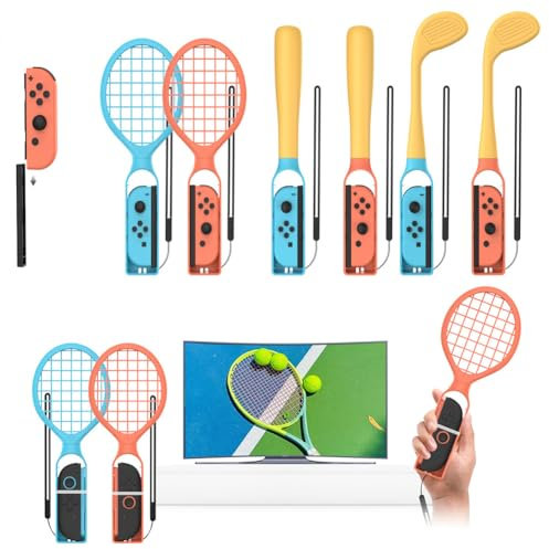 Fiorky 2025 Switch2 Sports Accessoires Bundle for Nntendo Switch2 Sports Games Kit, 24-in-1-Familien-Party-Pack-Accessoires-Kit mit Tennisschlägern Golf Clubs Fußballbeingurte