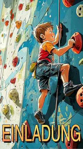 ZELAITE 12x EINLADUNGSKARTEN + passende Umschläge für Jungen & Mädchen Kindergeburtstag, Bouldern und Klettern Einladungskarten Geburtstag (A)