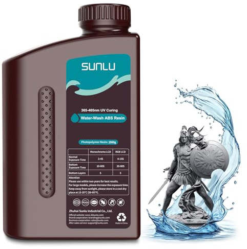 SUNLU 4KG ABS Like Resin Water Washable Resin, Einfache Nachbearbeitung Water Wash ABS Wie Harz, Höhere Festigkeit und Zähigkeit 405 nm UV-härtendes Harz für Harz 3D Drucker, Dunkelgrau 4000g