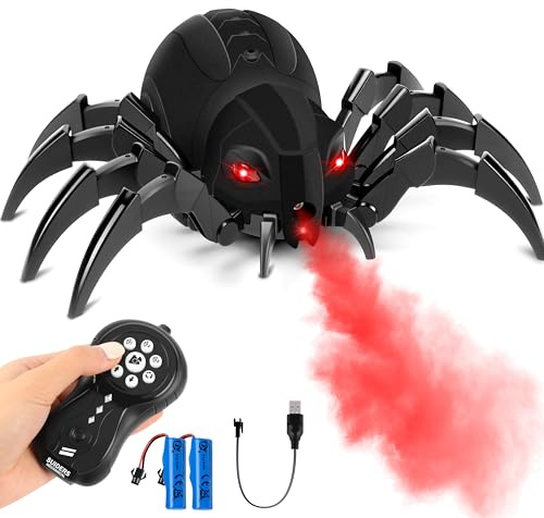MOMOSTAR Ferngesteuerte Spinne Spielzeug Ab 6 Jahre Jungen Mädchen, Sprühfunktion, Leuchtenden Augen Und Mehreren Musikmodi Ferngesteuert Kinder Spielzeug 6+ Jahre Mädchen Geschenk Junge 6-12 Jahre