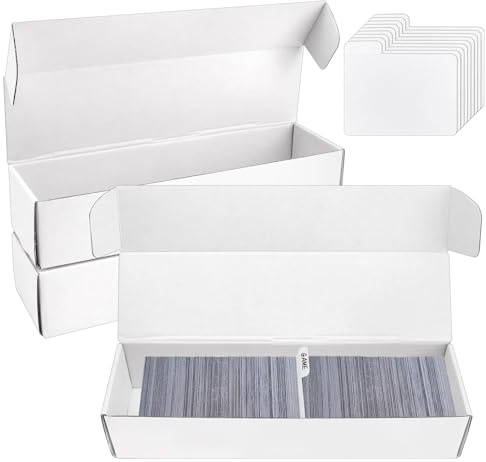 VOKOY Trading Card Storage Box with Dividers, 3 Pack • 820 Count Bulk Card Collection Case, Corrugated Cardboard Storage Box for Sports, TCG/Magic/MTG Cards (Horizontal Length 14.5 Inch)