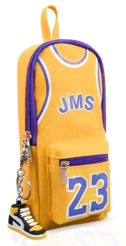 QYEHF Basket star player Astuccio Portapenne Doppia cerniera,Giallo Maglia n. 23 Astuccio Forniture de Scuola e Ufficio Basketball di Cancelleria （21 * 10 * 8cm）