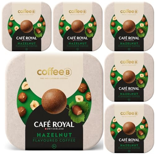 CoffeeB by Café Royal Hazelnut 6 x 9 Kaffee Balls – Speziell für die Verwendung der CoffeeB-Kaffeemaschine – Rainforest Alliance – 100% Kompostierbar
