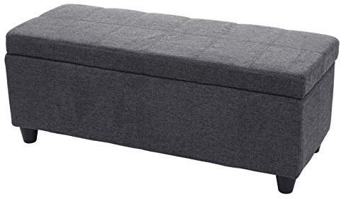 Berlinlodge Aufbewahrungs-Truhe Lars HxBxT 45x114x45cm Stoff/Textil Dunkelgrau Sitzbank Bank Stauraum groß platzsparend Wohnzimmer Kinderzimmer Schlafzimmer
