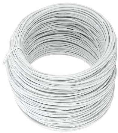 Garosa Rouleau de Fil D'attache en Fer galvanisé Enduit de PVC de 0,75 Mm, 50 M, pour Relier les Barres de Renfort et les Câbles à Fibre Optique, Fil de Construction Flexible et (WHITE)