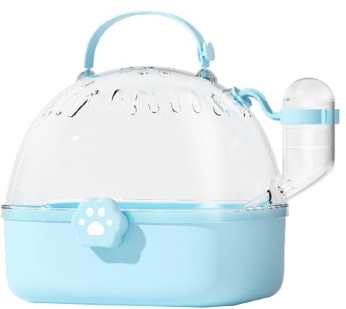 Clear Designed Pet Cage with Water Bottle& Large Cover Small Pet Travel Camping Package Hamster Large Clear Accessories Small/145(Blue)