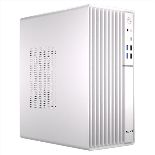 Nuwo Quartz QH300 | Caja de PC Compacta Micro-ATX Sin Fuente de Alimentación | Compatible con MicroATX y Mini-ITX | Enfriamiento de Malla Frontal | USB 3.0 y Type-C, Blanco