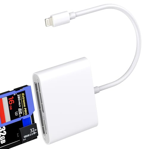 SD Card Reader Adapter Kartenleser für iPhone 14 13 Pro Max Micro SD Kartenlesegerät Lightning Karte CF Karten TF Speicherkartenleser Kamera PC Lesegerät Speicherkarte Anschlüssen für Apple für iPad