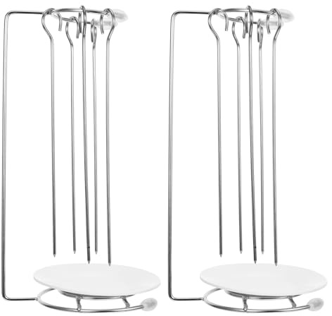 Ciieeo Support de Barbecue en Acier Inoxydable 2 Pièces pour Brochettes Suspendues, Porte-Manteau Pratique pour Grillades, Accessoire Résistant Cuisine en Plein Air et Rôtisserie