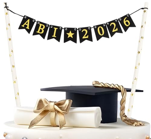COMOOKA Tortendeko Abitur 2026 Geschenke - ABI 2026 Cake Topper Schwarz - Miniatur Kuchengirlande für Torte - Graduation Kuchendeko für Abi Abschlussfeiern & Prüfungserfolge