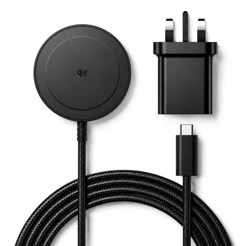 Qi2 25W Magnetic Wireless Charger, 1.5m Fast Charging Pad Compatible With MagSafe for iPhone 17e/Air/17/16/15/14/13/12, AirPods 4/3/2/Pro, Samsung Galaxy, Pixel 10 Series & More(With 30W Adapter)