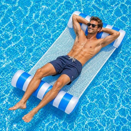Amaca Gonfiabile da Piscina WENZO 130x70 cm – Materassino Mare con Schienale, Facile da Gonfiare, Ideale per Piscina, Spiaggia e Relax in Acqua