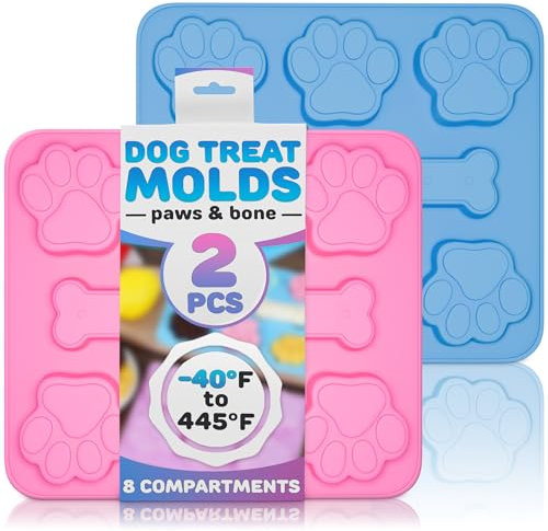 N/R 2 stampi in silicone per cuccioli di cucciolo, forma di zampa di cane e ossa, per cubetti di ghiaccio, gelatina, biscotti,congelatore, lavabile in lavastoviglie, colore: rosa e blu