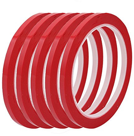 Sourcingmap – ® 5 PCS 5 mm de ancho 50 m de largo rojo cinta aislante adhesiva Pet
