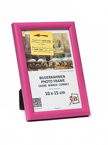 3-B Bilderrahmen ULM 10x15 cm - rosa - Holzrahmen, Fotorahmen, Portraitrahmen mit Acrylglas