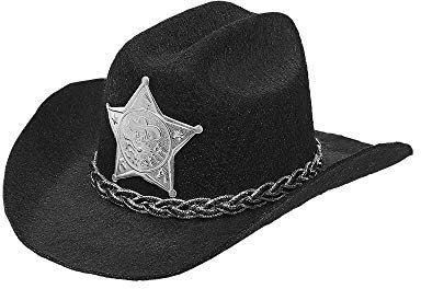 W WIDMANN MILANO Party Fashion 68570 - Minihut Cowboy, Schwarz, Hut, Kopfschmuck, Accessoire, Mottoparty, Karneval